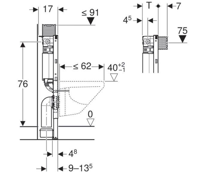 GEBERIT DUOFIX RAMĂ WC 82 cm cu rezervor OMEGA 12 cm