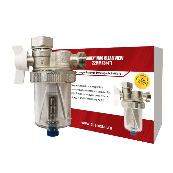 Cleanex Mag Clear View 3/4 (22mm) - Filtru transparent antimagnetita pentru instalatia de incalzire - imagine 3
