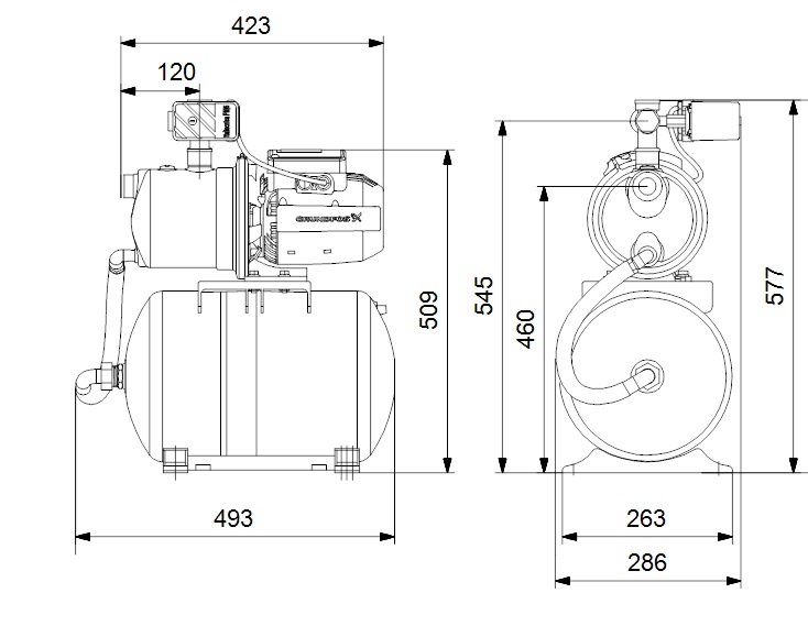 Grundfos Hidrofor JP 4-54 PT-H 230V 1,5kW - imagine 2