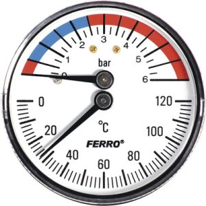 FERRO TERMOMANOMETRU AXIAL 6BAR 120C 1/2
